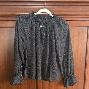 Madewell Black and White Patterned Blouse